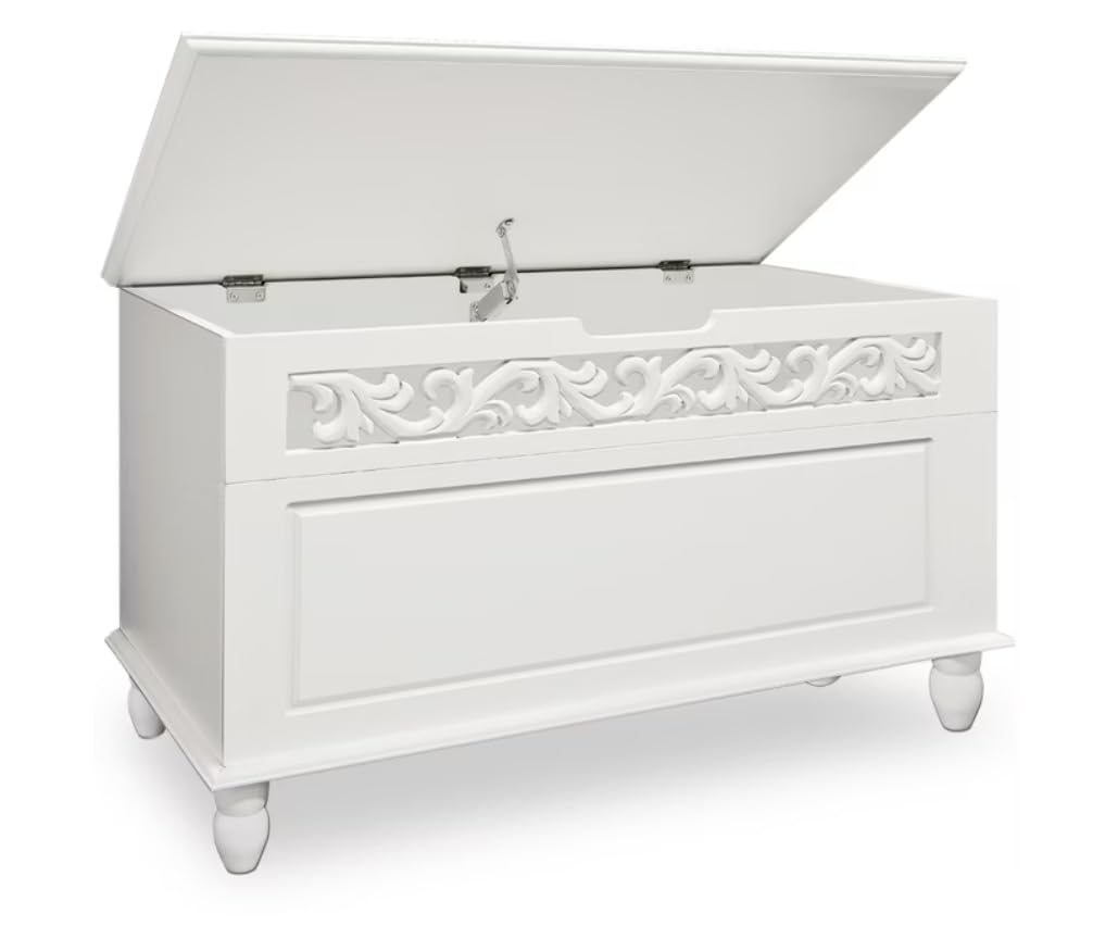 CASARIA White Wooden Storage Chest Bench Coffee Table Lockable 80x48x40 cm — image 1