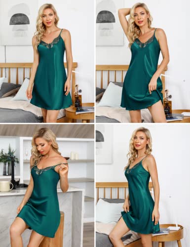 Marvmys-Nuisette-Femme-Satin-Chemise-de-Nuit-Longue-Bretelles-Reglables-Sling-Robe-de-Chambre-Lingerie-Couleur-Unie