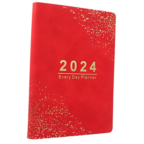 STOBOK Agenda 2024 Libro agenda personal office el cacalendario cuaderno de organización notebook oficina planificador por horas a diario libro de escritura cuaderno de inglés Papel rojo