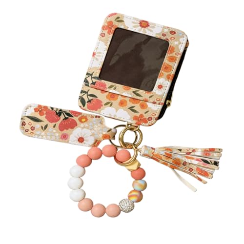 FAIREDEAR Women Wristlet Wallet Credit Card Holder RFID Womens Boho Beaded Wallet With Lipstick Bag Key Ring Tassel Women Keychain Purse Keychain Wallet for Slim Wallet Khaki