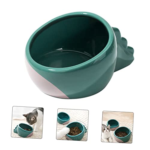 HOUDERCO Kerntyp Ceramic Dog Food Bowl Rutschfester Stabiler Futternapf Für Katzen Und Hunde Für Futter Und Wasser Blaues Dinosaurier-Design