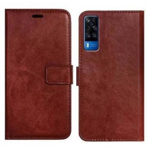 Image of Compatible with Vivo Y51 2020, V2030 Flip Cover Magnetic Leather Wallet Case Shockproof TPU for Vivo Y51 2020, V2030 (Brown)