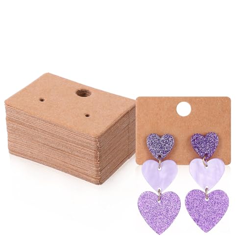 TIESOME 200 Stück Ohrringe Displaykarten, 4.5 * 3.2cm Kraftpapier Ohrringe Karten Ohrring Aufbewahrung Schmuck Display Ohrstecker Aufbewahrung Hängen Ohrringkarten für DIY Ohrstecker und Ohrringe