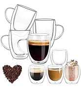 Glastal 350ml*2 Tazas De Café De Cristal, Vasos De Doble Pared Transparente Con Asa, Tazas De Vidrio Borosilicato Para Café Leche Té Latte Macchiato Y Más