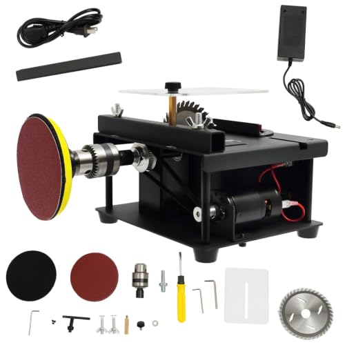 Mini Multi Functional Table Saw, 200W Portable Mini Desktop Electric Saws, Crafts Cutting and Polisher Tool, Speed Adjustable Table Saw for Model Making, Handicraft Workshop, Wood Cutting