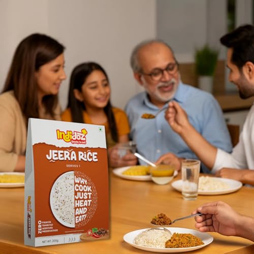 Image of Indidoz Jeera Rice Ready to Eat | Fragrant Basmati Rice Cooked with Cumin Seeds | Authentic Indian Flavoured Rice | Heat & Eat Meal | No Preservatives | 200g