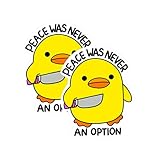 Chick with Knife, Peace was Never an Option, Funny Cute Meme sticker, Chick Meme Sticker, Vinyl Decal for Car Truck Van SUV Window Yeti Sticker Tumbler Sticker Duck with knife Meme water proof