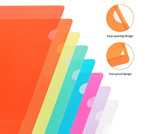 A4 Clear Plastic Folders, 42 Pcs Colours Plastic Wallets for File Paper Cover, A4 Plastic Sleeves Wallets for Protection Files, Clear Side Cut File Cover for Work, Report, Project, Presentation