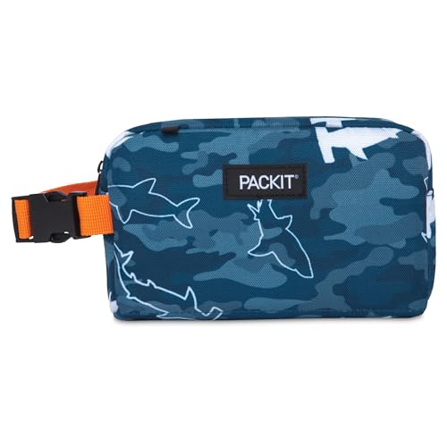PackIt Freezable Snack Box, Camo Shark, Built with ECOFREEZE Technology, Collapsible, Reusable, Zip...