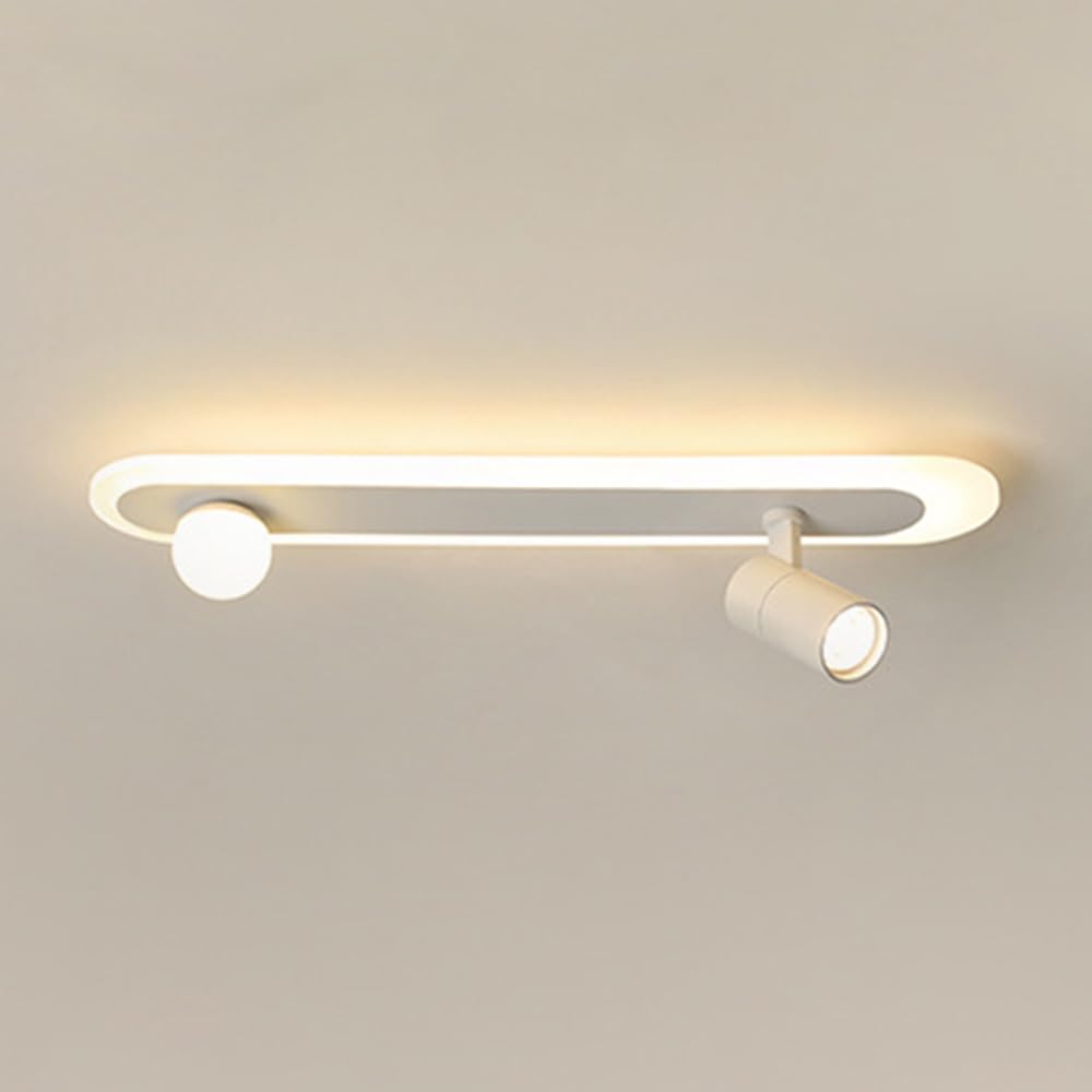 HXYSXHJUO LED Ceiling Lamp White Semi-flush Mounted Light Modern Linear Chandelier with Spotlight Close To Lighting Fixtures for Hallway Living Room