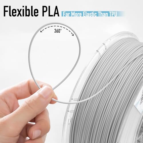 Image of YXPOLYER Flexible PLA Food-Grade 92A Soft PLA 3D Printer Filament 1.75mm 1KG for Printing Dog Chew Toys and Highly Elastic Bouncy Airless Basketball Pet Ball, Light Grey