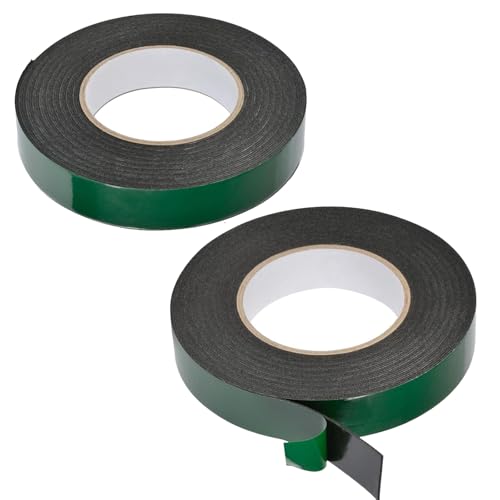 KRENIE Double Sided Foam Tape 20 m x 10 mm Black Sponge Mounting Tape 2 Rolls 10 m Each Waterproof Adhesive Tape For Car Trims Number Plates LED Strips Home Decoration (Green)