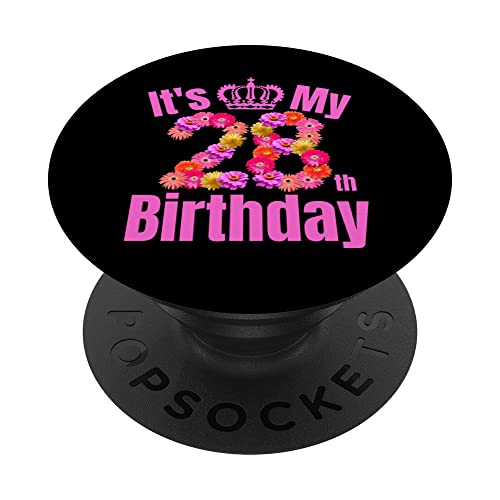 28 años cumpleaños mujeres flor es mi 28 cumpleaños PopSockets PopGrip Intercambiable