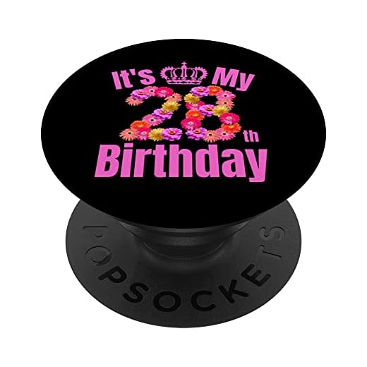 28 años cumpleaños mujeres flor es mi 28 cumpleaños PopSockets PopGrip Intercambiable