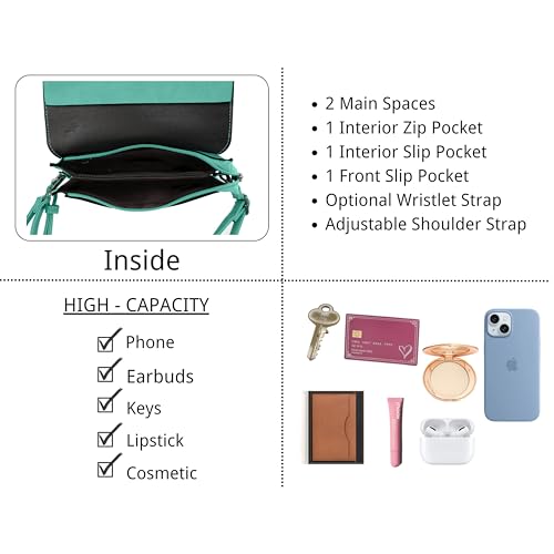 Isabelle Women's Pushlock Shoulder Crossbody Clutch Purse Bag Wristlet3