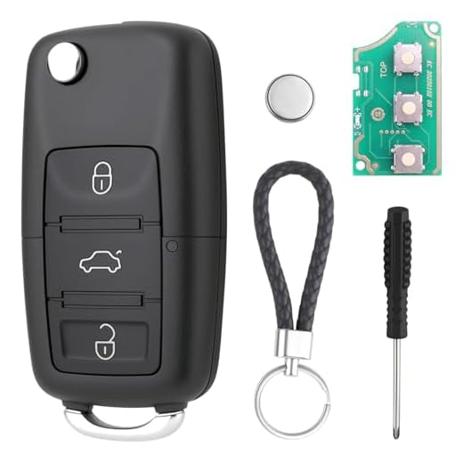 3 Botones Carcasa Llave de Coche con Componentes Electrónicos Compatible para VW Golf Polo Tiguan Touran Caddy Skoda Octavia Seat Leon Carcasa de Mando Distancia Repuesto para Llave 1J0959753DA