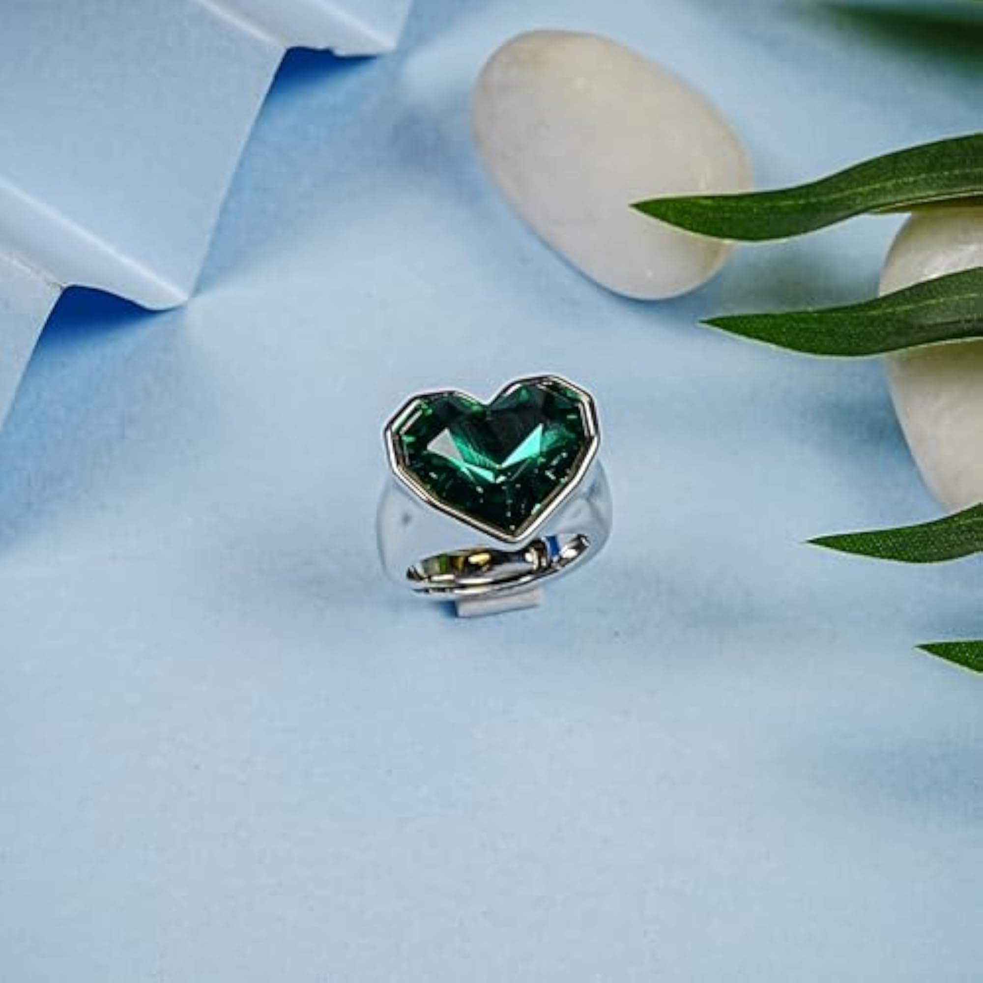 Women's Heart Crystal Adjustable Statement Ring