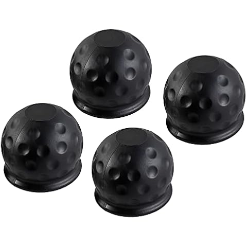 Eacalyc 4 x Tow Ball Cover Black Rubber Towing bar ball cap 50mm Soft Trailer Hitch Ball Cover Protect for Towing Trailer Caravan Cover