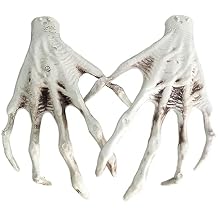 Halloween Skeleton Hands Plastic Life Size Hands, Reusable Haunted House Ghost Festival Spooky Props Holiday Decoration Zombie Hand Terror Scary Props White