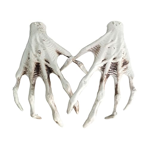 tinysiry Halloween Skeleton Hands,1 Pair Realistic Life Size Scary Skeleton Hand for Haunted House Halloween Decoration Ghost Hand Witch Hand Props White