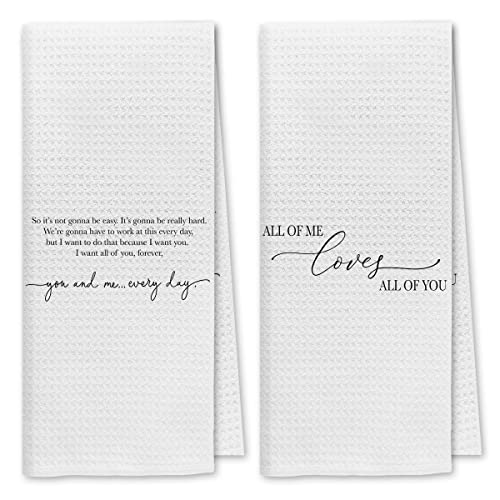 Dibor Love Quote All Of Me Loves All Of You Bath Towels,Love Decorative Absorbent Drying Cloth Hand Towels Tea Towels Dishcloth For Bathroom Kitchen,Funny Couple Anniversary Valentine Gifts(Set Of 2) #TOP11