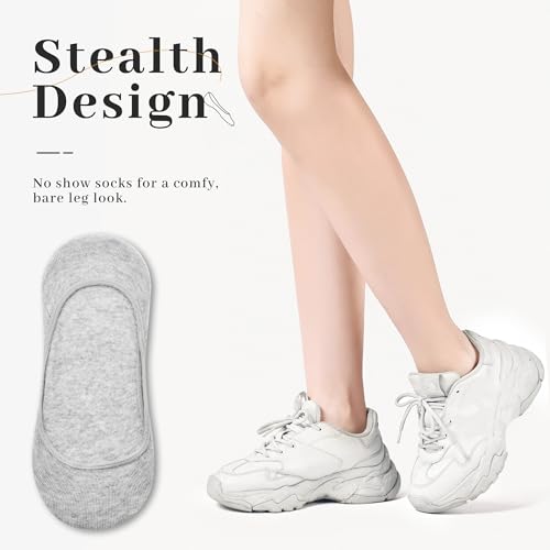 Image of RYI 6 Pairs Cotton Ultra No Show Socks Womens - Non Slip, Loafer Socks For Flats