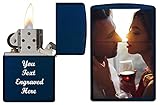Custom Personalized Zippo Photo, Logo, Image and Engraving on The Back Windproof Lighter Navy Blue