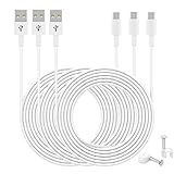 3 Pack 26FT Power Extension Cable for WyzeCam,Wyze Cam Pan,YI Camera,NestCam Indoor,Netvue,Furbo Dog,Blink,Amazon Cloud Cam etc,USB to Micro USB Charging Cord for Security Camera with Wire Clips Nails