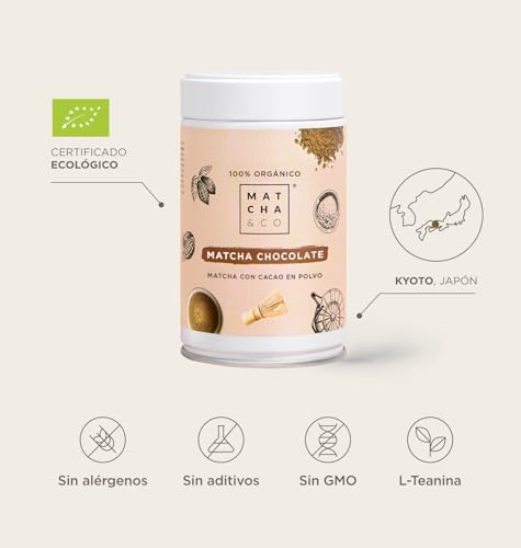 Miniatura 2 de Matcha Co Té Matcha Chocolate 80 Gramos 100 Orgánico De Grado Ceremonial Con Cacao En Polvo Té Verde Orgánico De Japón, 80g 100 Natural, Sin Azúcar - Matcha Co.