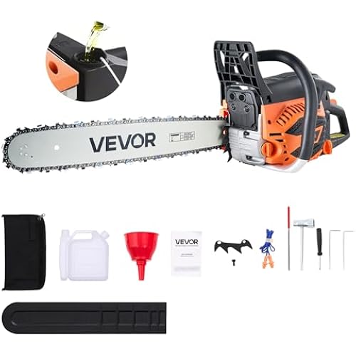 VEVOR Gas Powered Chainsaw 20 inch 62CC 3.8 HP 2 Stroke Engine Gas Chainsaw