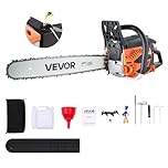 VEVOR 62 cc Gas Chainsaw, 20 inch Gas Powered Chainsaw, 3.8 HP Power Chain Saw with Non-Slip Handle, Gas-Powered Chainsaws with Dual Fuel Tanks, for Wood Cutting, Tree Trimming, and Land Clearing