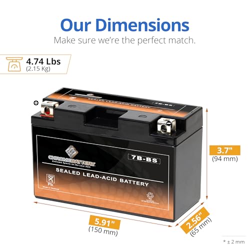 Image of CB CHROMEBATTERY YT7B-BS 12V 110 CCA AGM - Maintenance-Free Battery for ATV, Motorcycle, Scooter, Jet Ski - 7 Ah T3 Nut & Bolt - Fits Yamaha Raptor 250, Honda CRF150, Polaris Outlaw & More