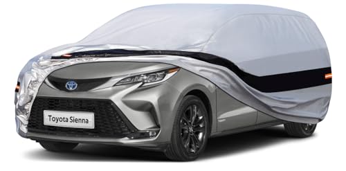 Image of 10 Layers Car Cover Custom Fit for Sienna (1997-2024) Waterproof All Weather for Automobiles, Outdoor Full Cover Rain Sun UV Protection.Silver