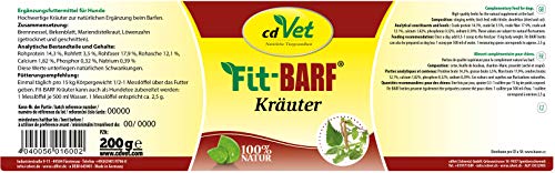 cdVet Fit-Barf Kräuter für Hunde 200 g - Natürliche Ergänzung für Barfen Unterstützung
