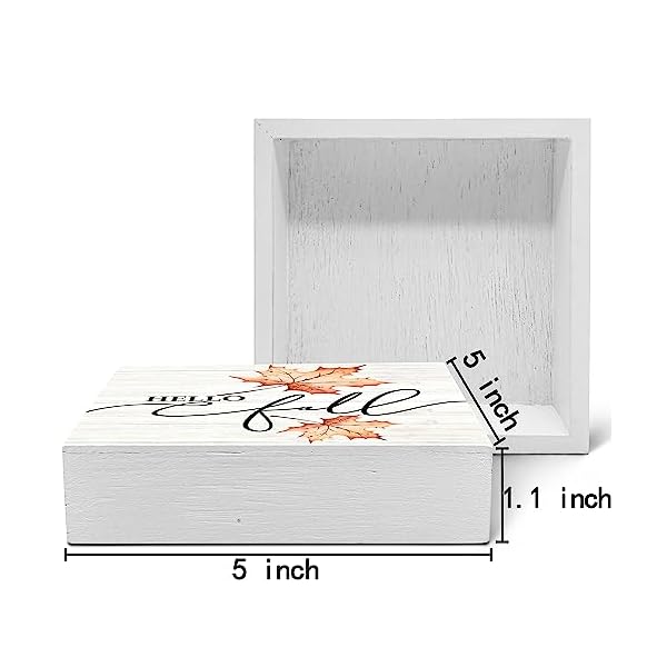 Sradmo fall hello maple leaf thanksgiving wood box sign desk decorrustic autumn harvest seasonal wooden block box sign decoration for home farmhouse indoor outdoor wall shelf table decor  urban country home decor