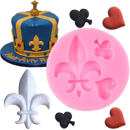 QDMOLDS Poker Silicone Molds Heart Fleur De Lys Fondant Mold