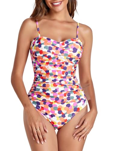 Image of RELLECIGA Women's Twist Front Shirred One Piece Swimsuit