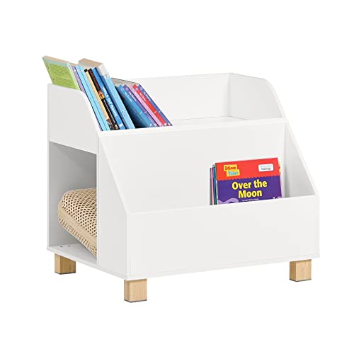 SoBuy Bücherregal Kinder, Kinderregal mit 3 Fächern, Spielzeugregal und Aufbewahrungsregal Kinderzimmer, Standregal mit Massivholzbeinen, Kinderzimmer Möbel, Weiß 60x53x48cm KMB54-W