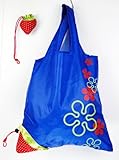 Reusable Shopping Tote Bag - Folded into a Strawberry - Royal Blue