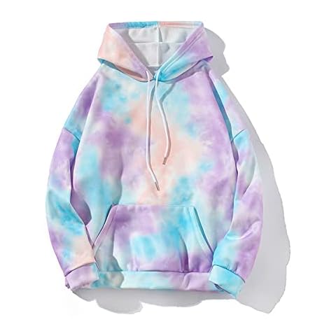 Floette Men's Tie Dye Hoodie Long Sleeve Pullover Casual Hooded Sweatshirt Drawstring Color Unisex (A10, XL) Cover