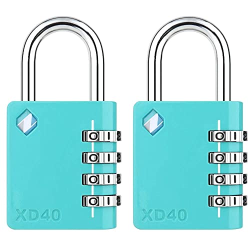 Image of XD40 Combination Lock, 4 Digit Padlock for School Gym Sports Locker, Fence, Toolbox, Case, Hasp Storage (2-Pack, Emerald)