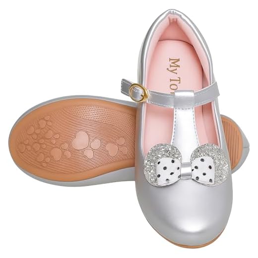 Sapatilha Infantil Branca com Laço Decorativo Mary Jane Sola Antiderrapante (Prata, BR, Criança de 9 a 12 anos, Numérico, 33)