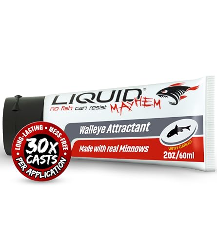 Liquid Mayhem Walleye Fish Attractant Gel 60 ml / 2 oz · 60 Uses 1-Pack – Real Walleye Bait & Aminos | UV-Enhanced Long-Lasting Gel – All Lure Types