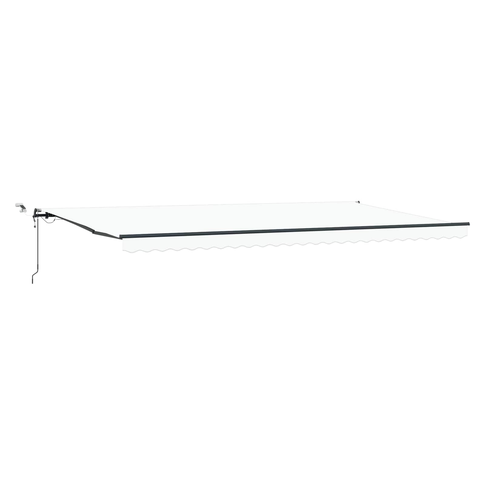 Toldo de brazo articulado 600 x 300 cm, blanco, toldo eléctrico con mando a distancia y sensor de luz de viento, protección solar retráctil de poliéster para terraza, balcón y jardín