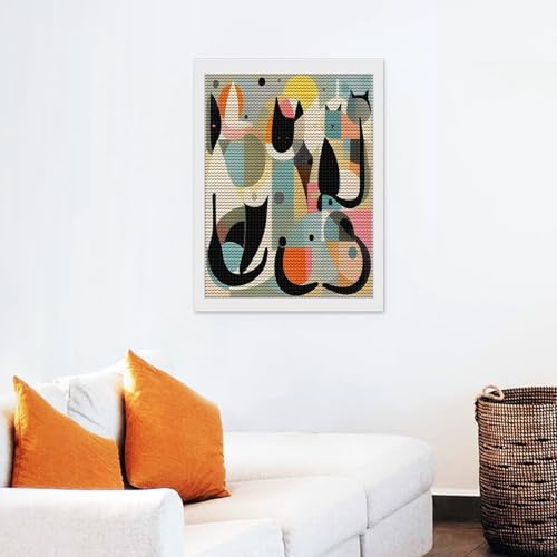 Pintura de diamante de gato para adultos, set de arte de puntos de diamante ideal para principiantes 7