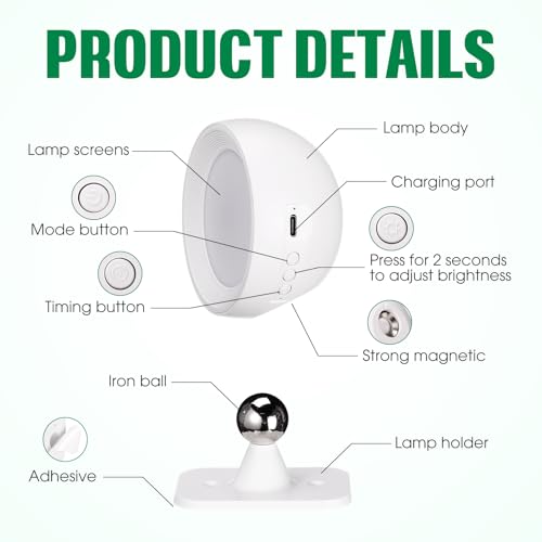 Image of Rossesay 1 Piece LED Wall Lights with Remote, Wall Sconces Lamp Rechargeable Battery Operated Bed Light with 4 Color Temperatures Magnetic Ball 360 Rotation Touch Control for Home Bedroom