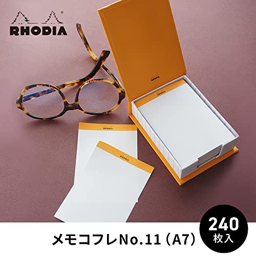RHODIA 194049C, Memo Pad Box N°11 Orange, A7 8.5x11.5 cm, 5/5 (Small Squares), 240 Sheets 80g/m, Practical and Compact - Image 2