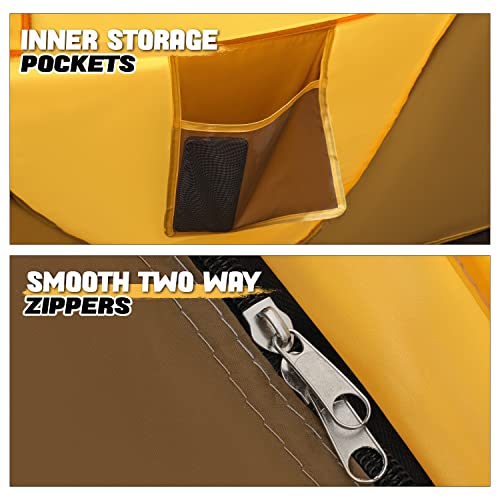 Monibloom Tent For Camping 1-2 Person Outdoor Pop Up Easy Set Up Automatic Family Travel Weatherproof Tent, 2 Doors And Side Windows Instant Easy Popup Beach Tent With Carry Bag, Earth Yellow #TOP7