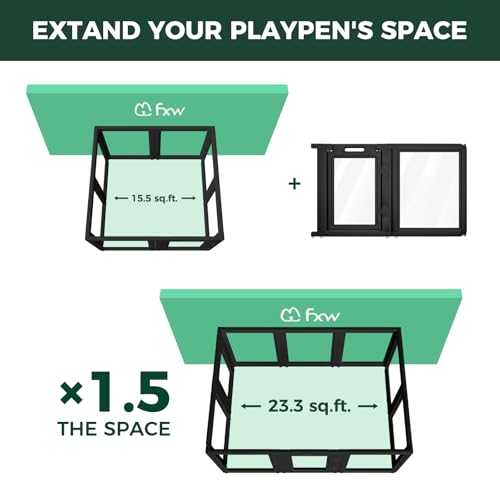 Image of FXW AuraSpace Acrylic Indoor Dog Playpen for Small and Medium Dogs, 30 inch, 2 Panels, Includes 1 Gate & 1 Panel, Black