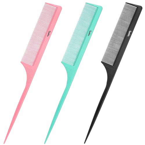 Kunihiko 3Pcs Rat Tail Comb 9Inch Peines para Mujeres miniatura 1